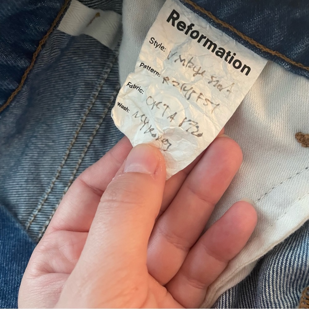 Reformation high rise jean shorts